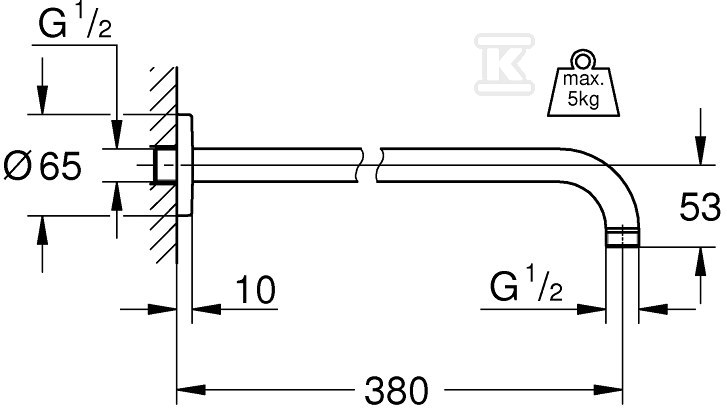 Ramię prysznica Rainshower 380 mm - 28361000