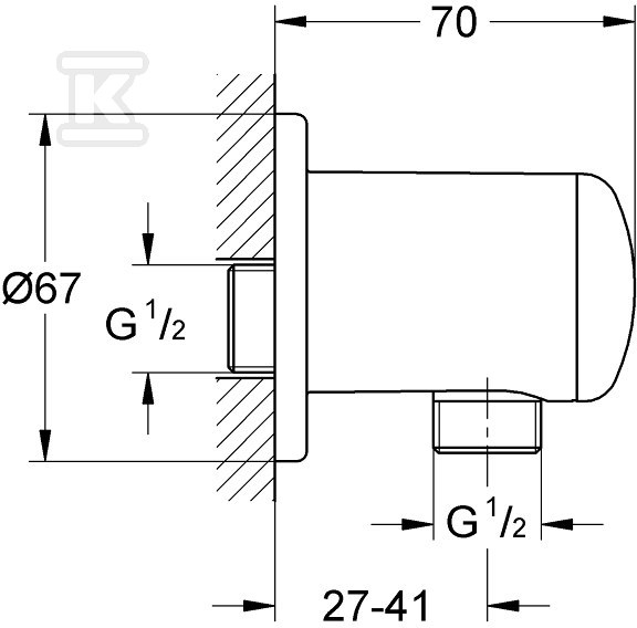 Relexa Wall connection elbow, chrome, - 28671000