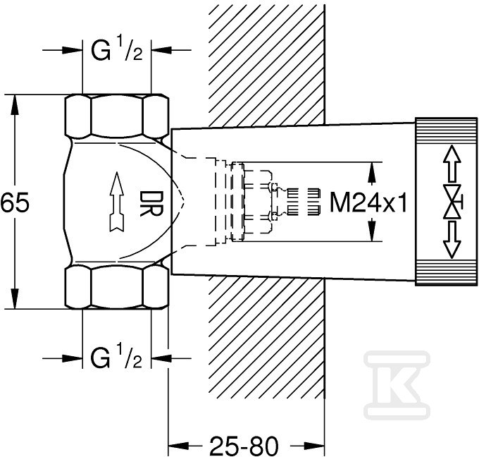 Element wewnętrzny zaworu podtynkowego - 29800000