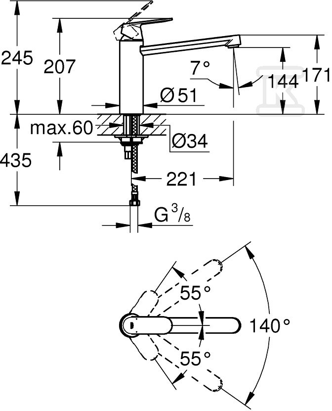 Bateria zlewozmywakowa Eurosmart - 30193000