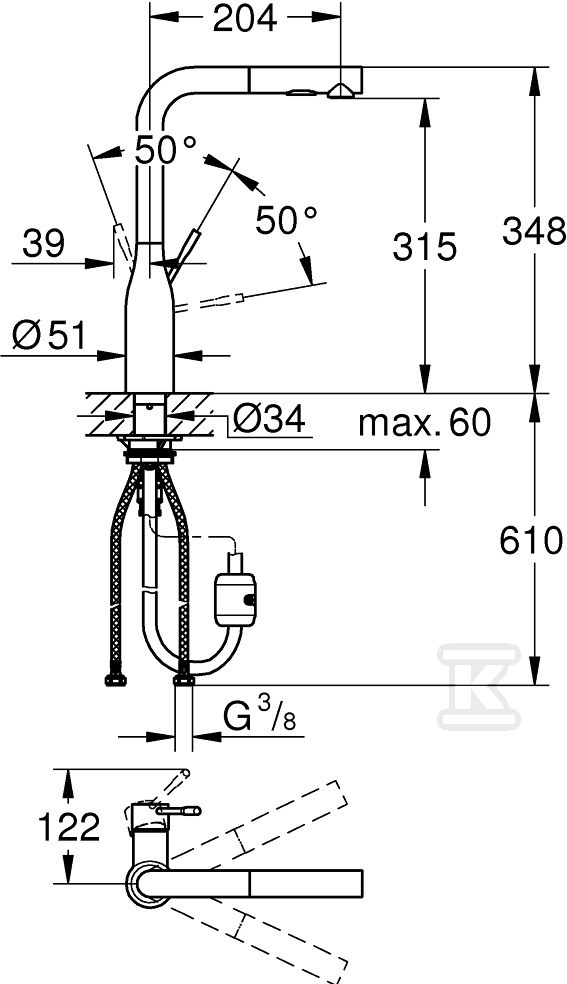 Essence Single lever sink mixer, - 30270000