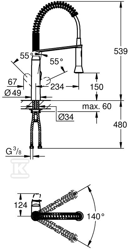 Bateria zlewozmywakowa K7 - 31379000