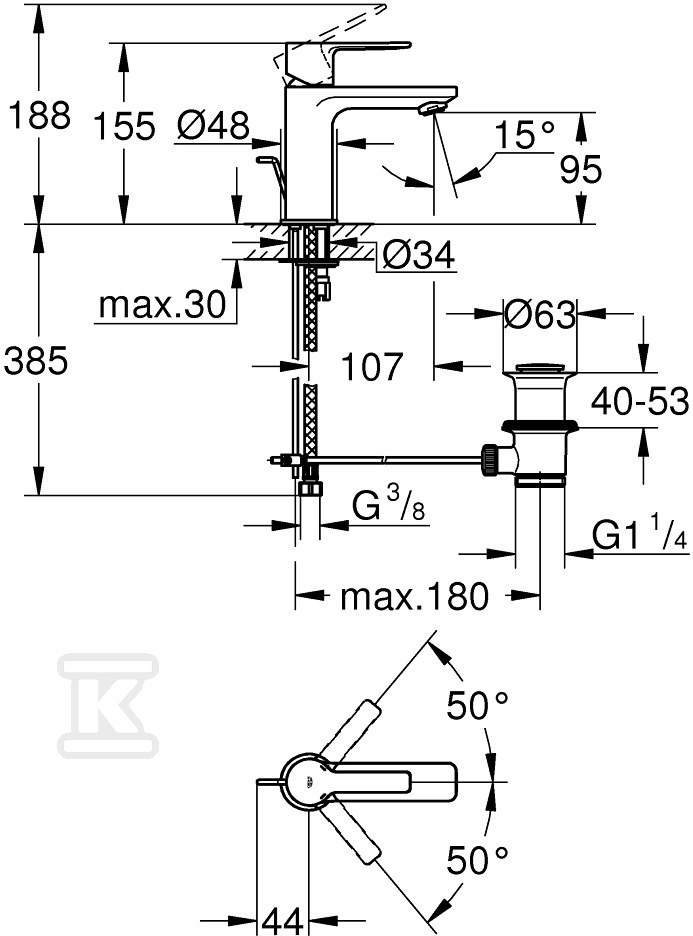 Bateria umywalkowa Lineare DN - 32109001