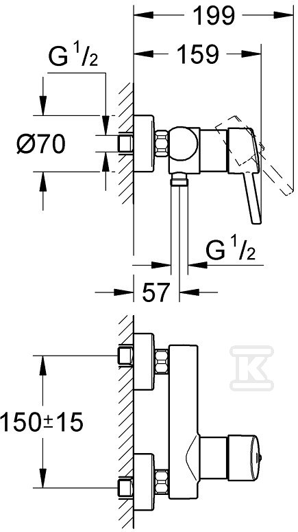 Concetto - wall mounted single lever - 32210001