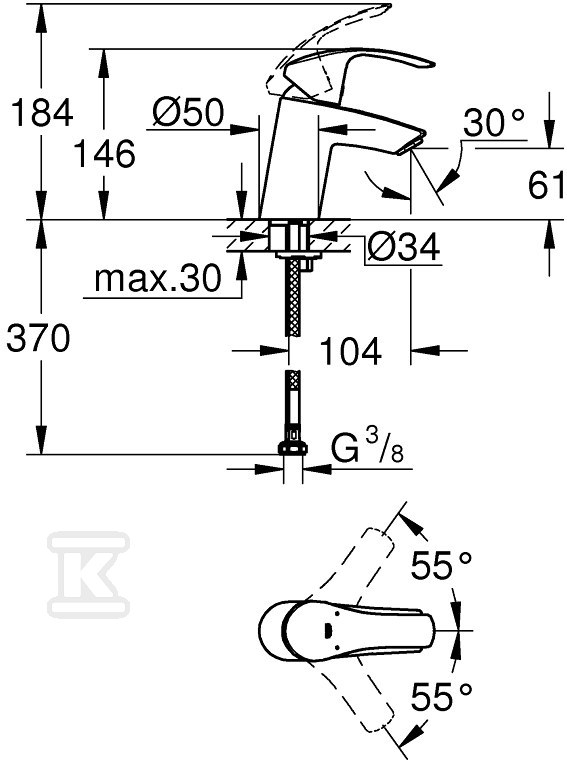 Grohe Eurosmart mosdócsap, S-es méret - 32467002