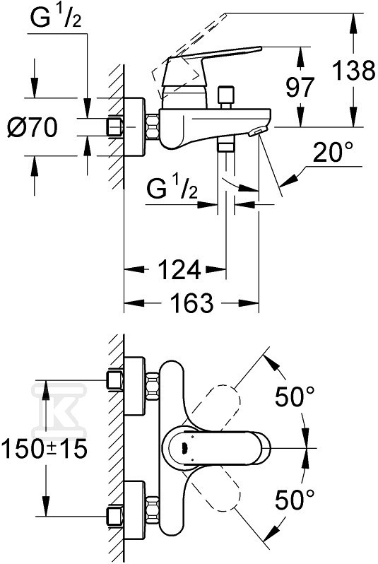 Bateria wannowa Grohe Eurosmart - 32831000