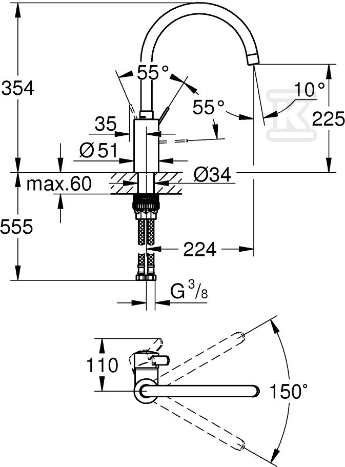 Bateria zlewozmywakowa Eurosmart - 32843002