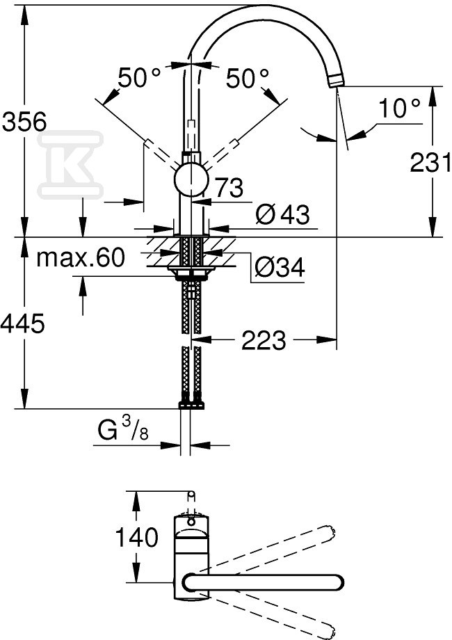 Minta - single lever sink mixer - 32917000