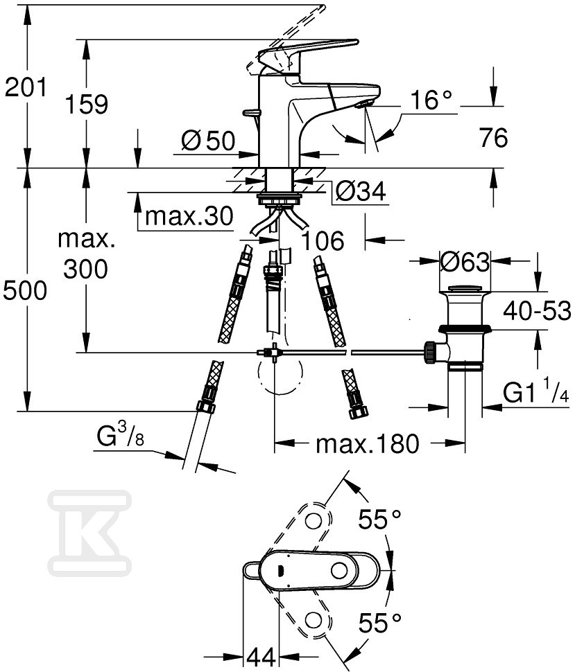 Bateria umywalkowa Grohe Europlus - 33155002