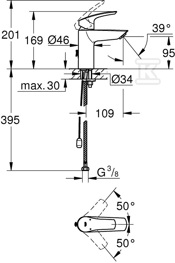 Bateria umywalkowa Grohe Eurosmart - 33188003