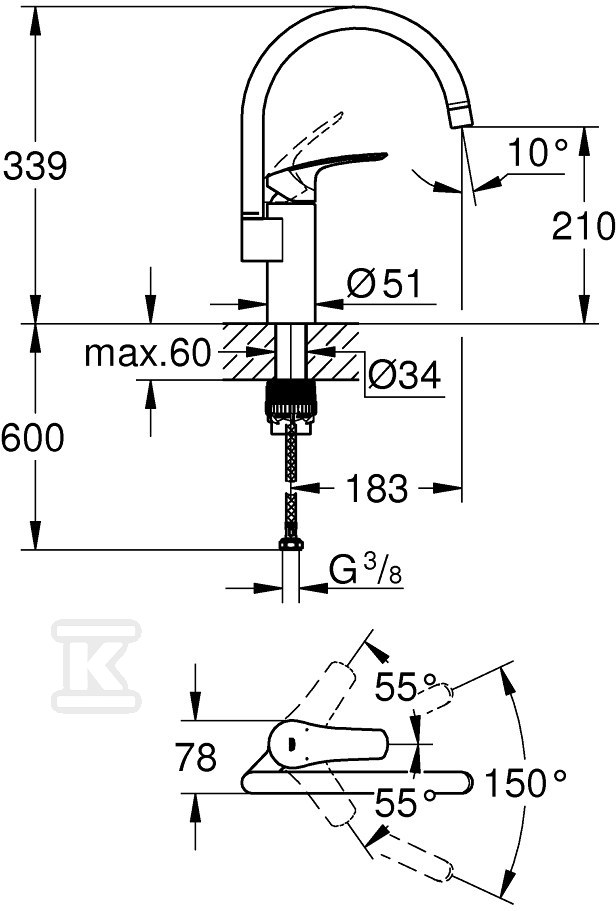 Bateria zlewozmywakowa Eurosmart - 33202003