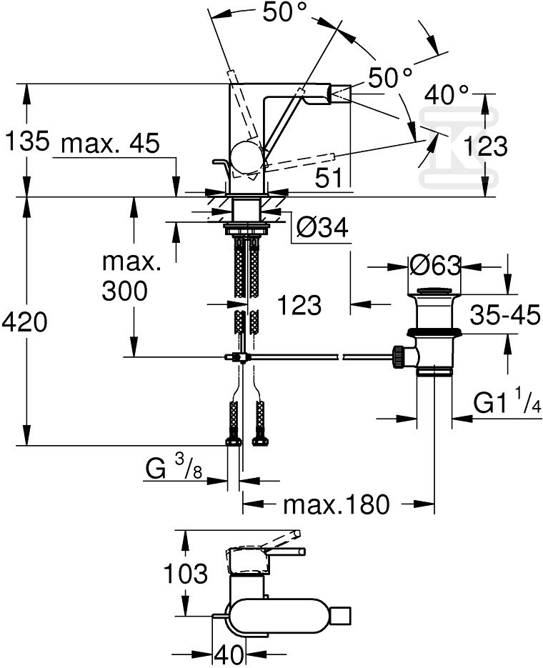 GROHE Plus Single lever bidet mixer - 33241003