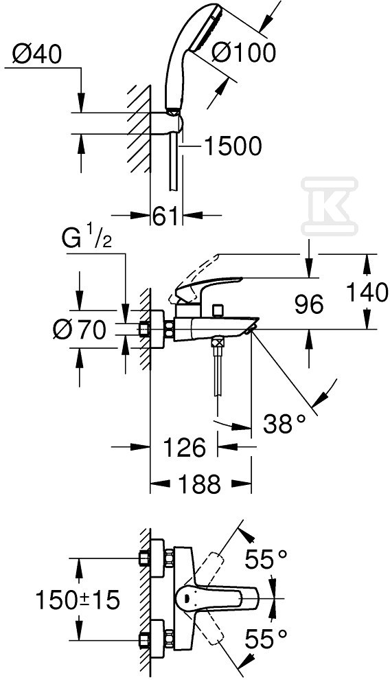 Bateria wannowa Grohe Eurosmart - 33302003