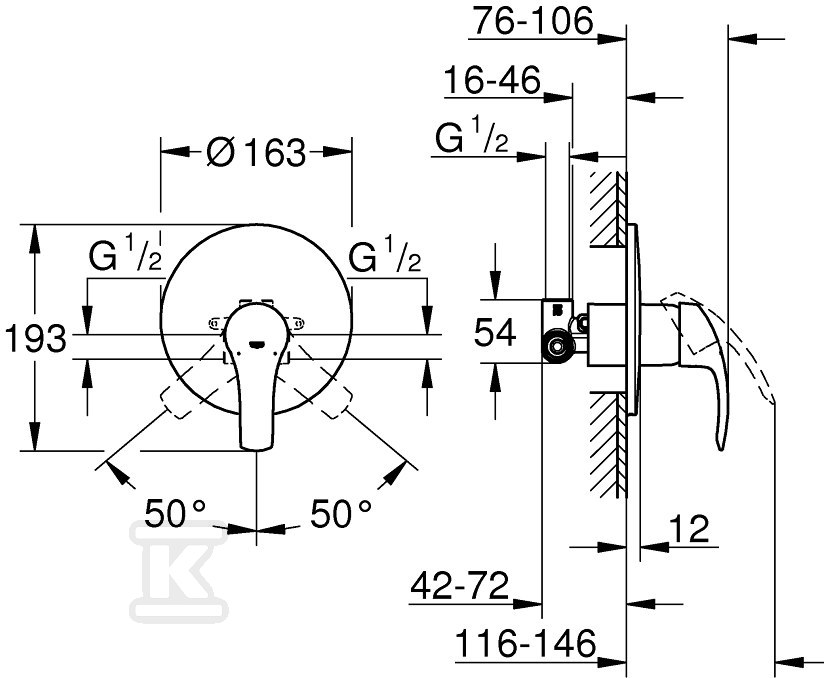 Eurosmart - single lever shower mixer - 33556002