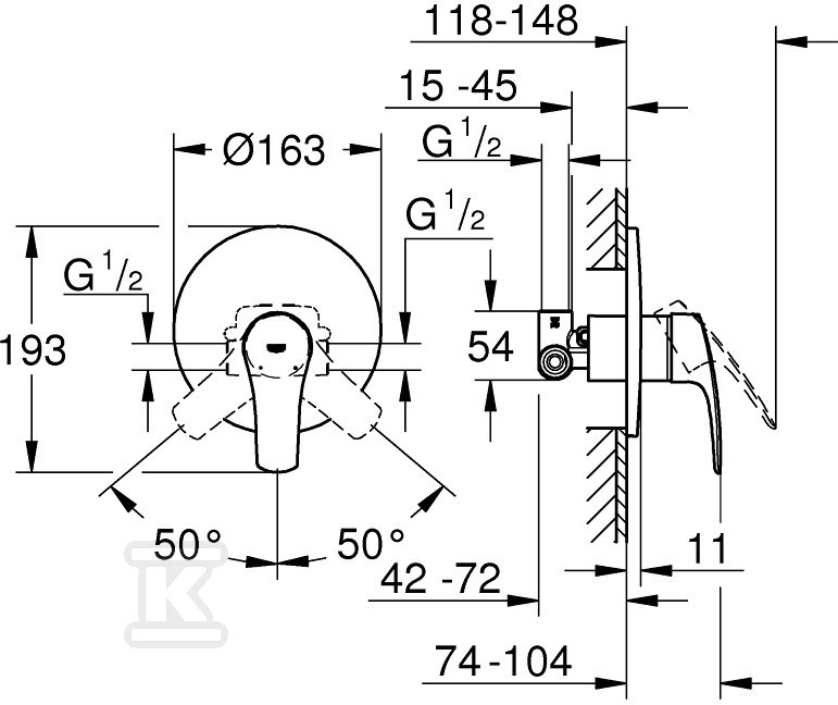 Eurosmart Single lever shower mixer, - 33556003