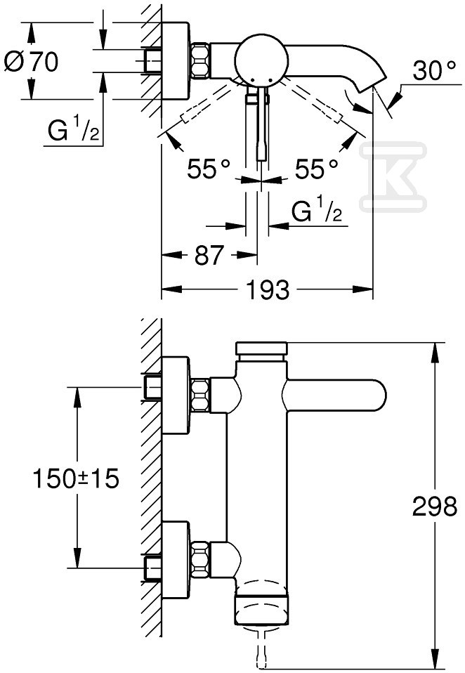 Essence - single lever bath mixer - 33624001