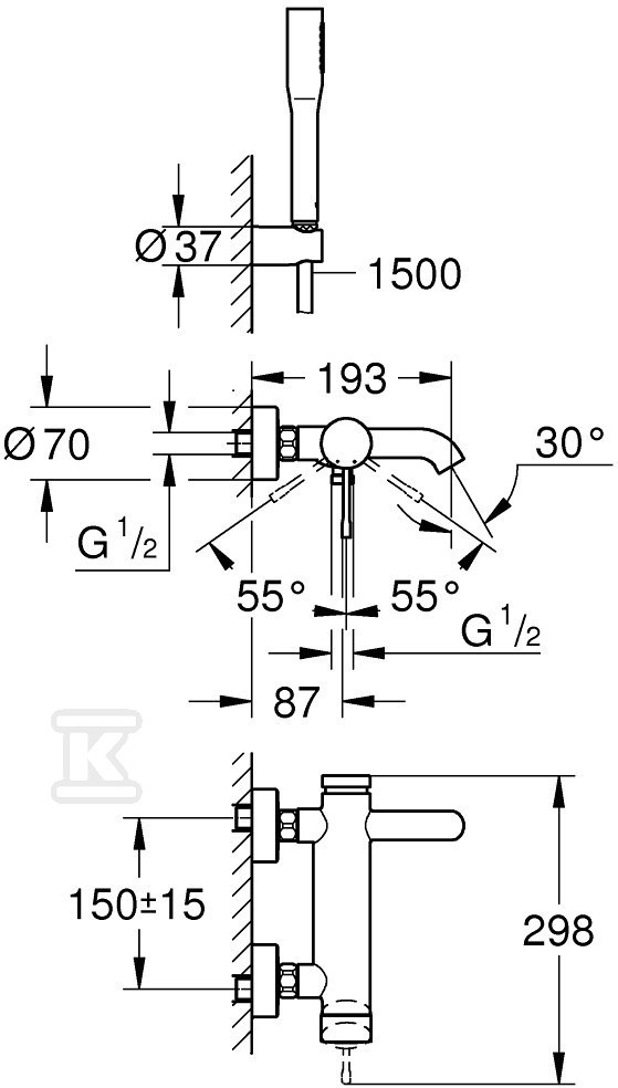 Essence New - single lever bath mixer - 33628001