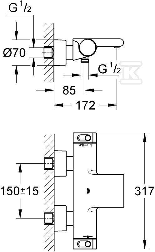 Bateria wannowa Grohe Grohtherm 2000 z - 34174001