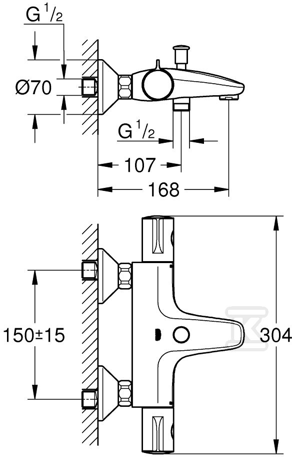 Grohtherm 800 - bath mixer with - 34567000