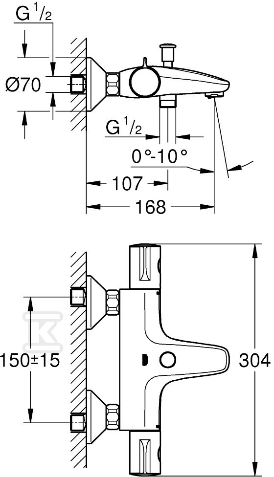 Grohtherm 800 - bath mixer with - 34576000