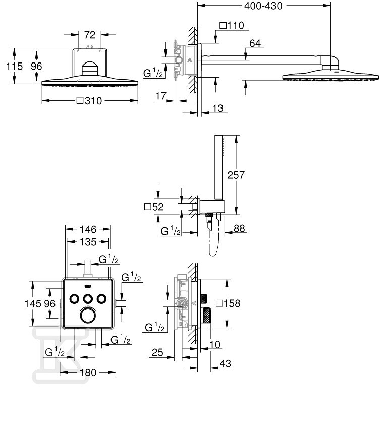 Zestaw prysznicowy Grohtherm - 34706000