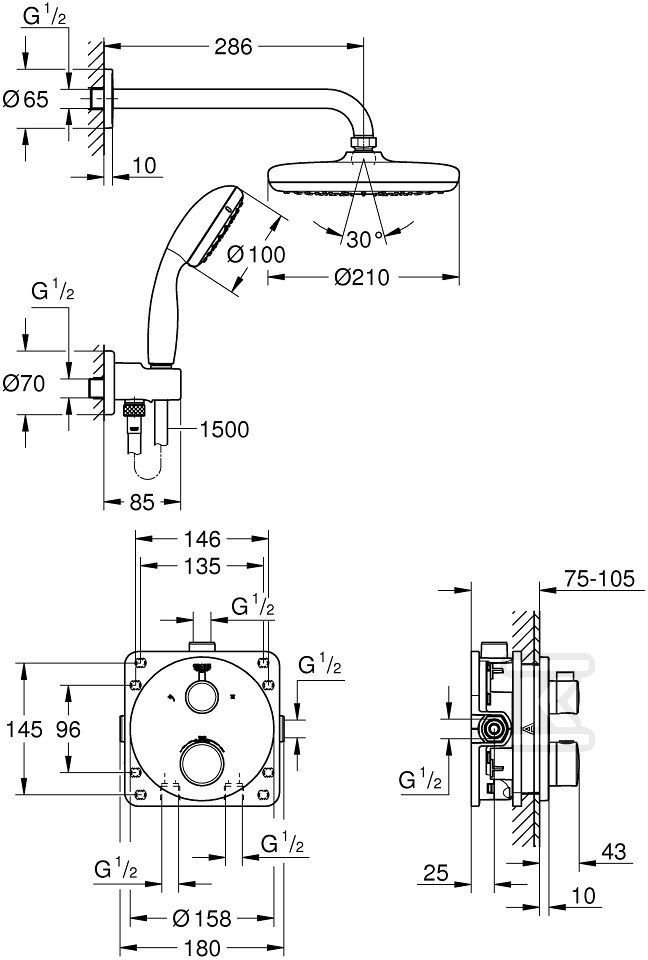 Grohtherm Tempesta 210 shower set - 34727000