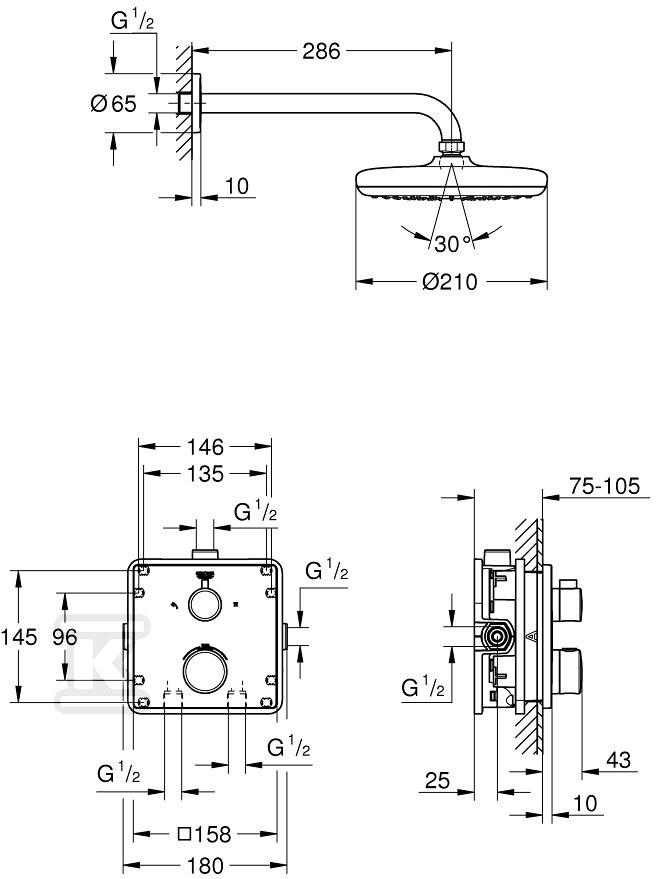 Grohtherm Tempesta 210 shower set - 34728000