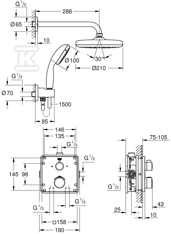 System prysznicowy Grohtherm Tempesta - 34729000