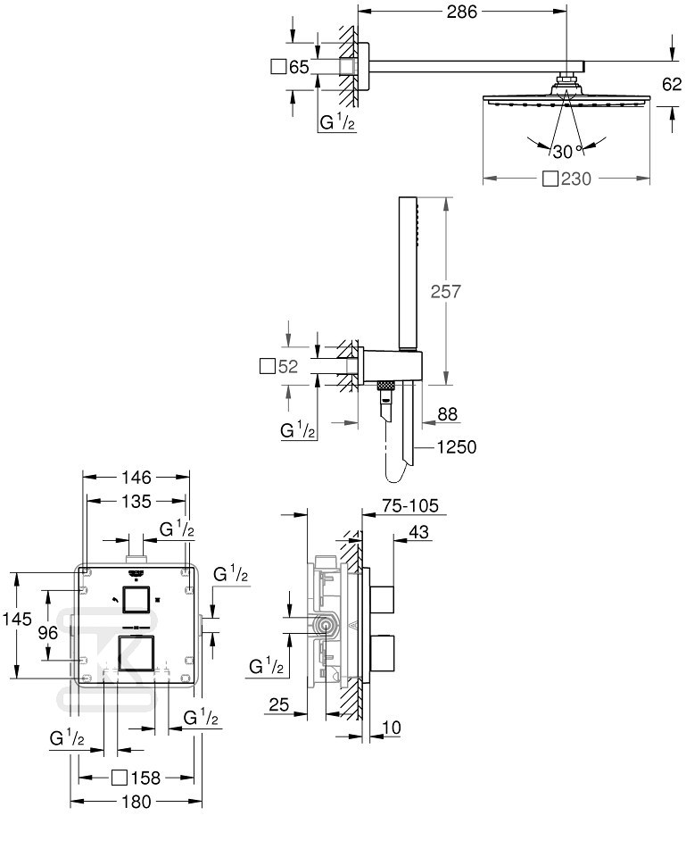 Grohtherm Cube Podtynkowy zestaw - 34741000