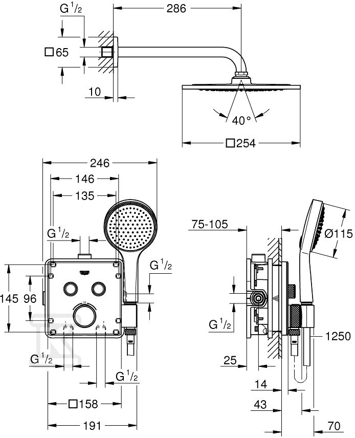 Grohtherm SmartControl Concealed shower - 34742000