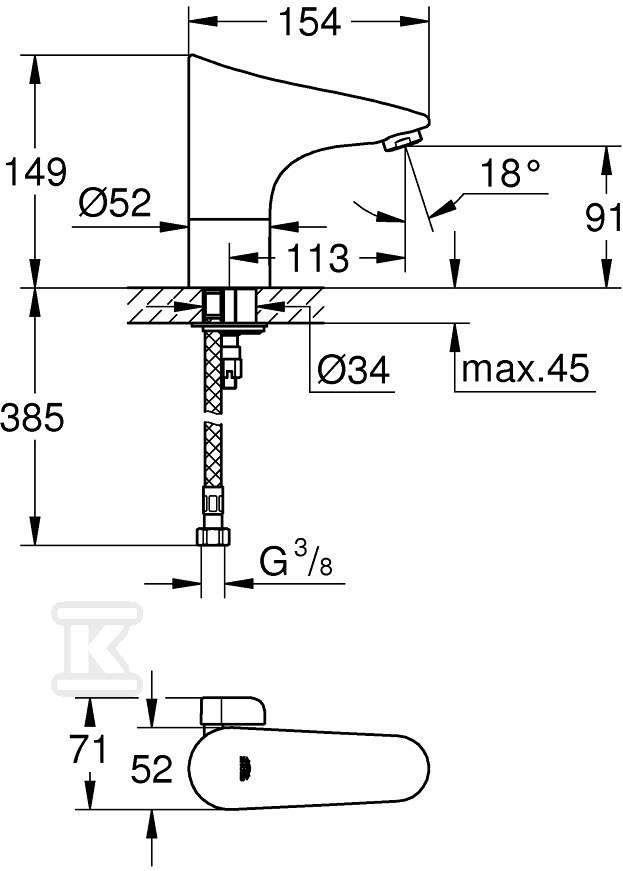 Bateria umywalkowa Grohe bezdotykowa, 1 - 36207001