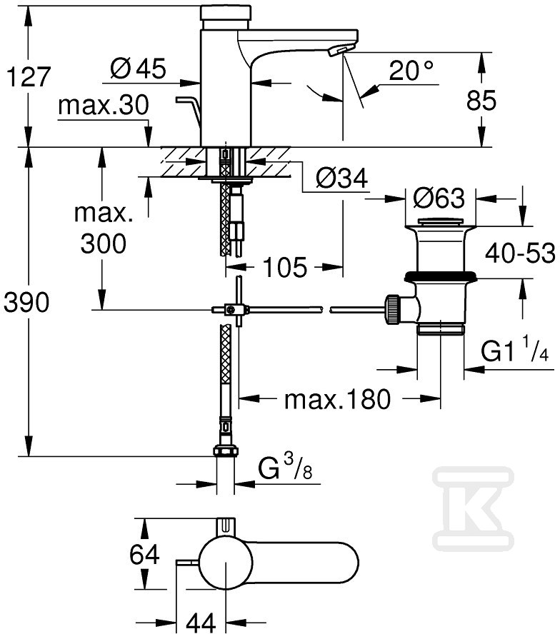 Bateria umywalkowa Grohe Eurosmart - 36318000