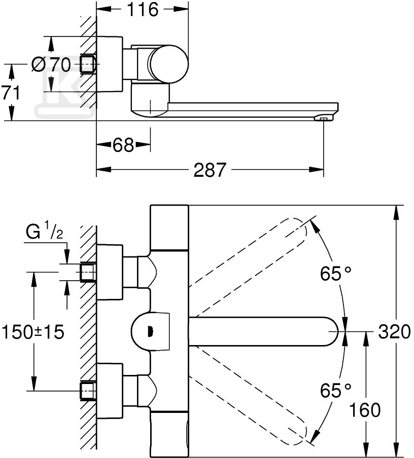 Electronic basin mixer with thermostat - 36332000