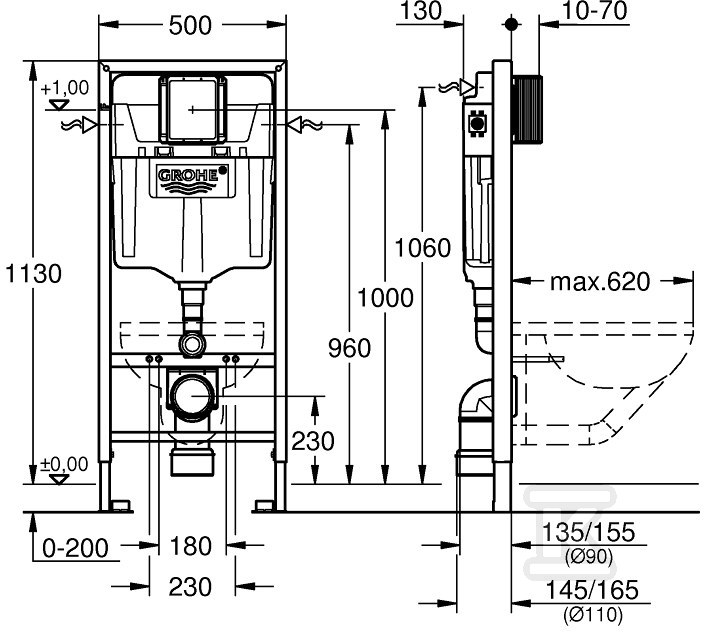 Cadru Rapid SL, pentru WC montat pe - 38528001