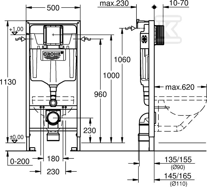 Rapid SL Element for WC, 1.13 m - 38539001