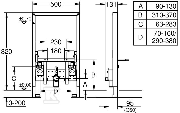 Rapid SL - a frame for mounting a bidet - 38543000