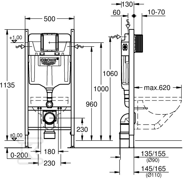 Rapid SL - a frame for a wall-hung - 38840000