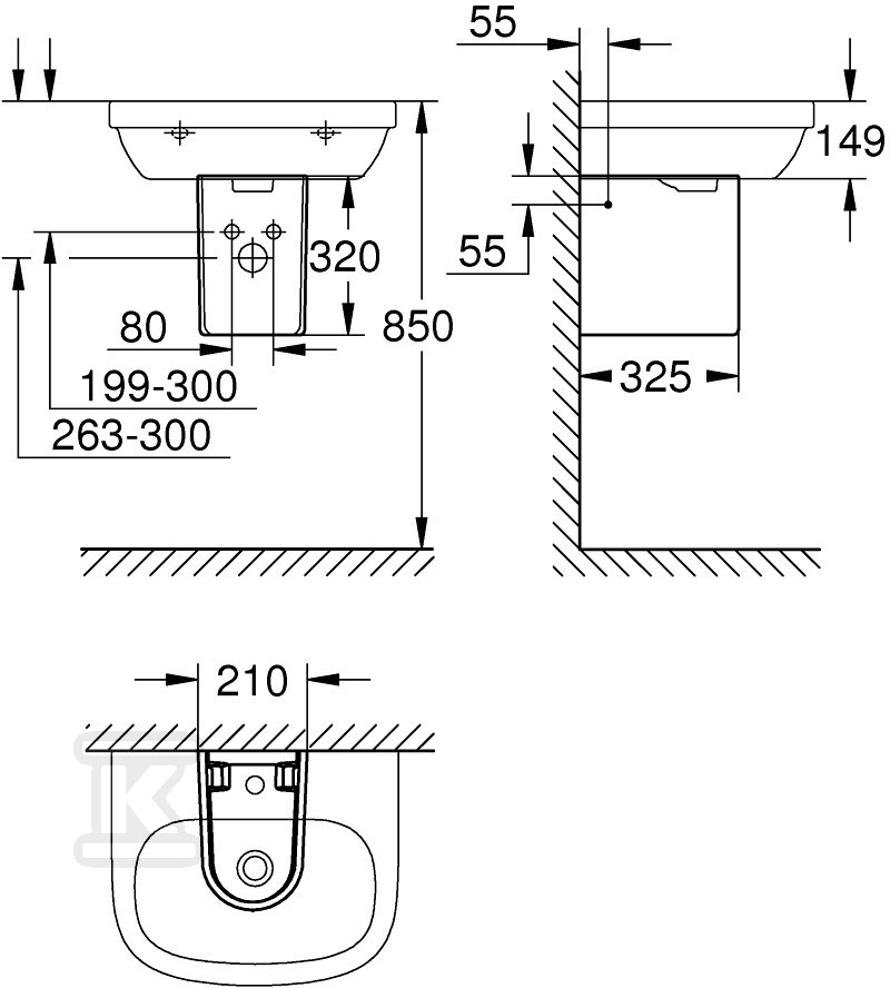 GROHE CERAMICS Half-pedestal for the - 39325000