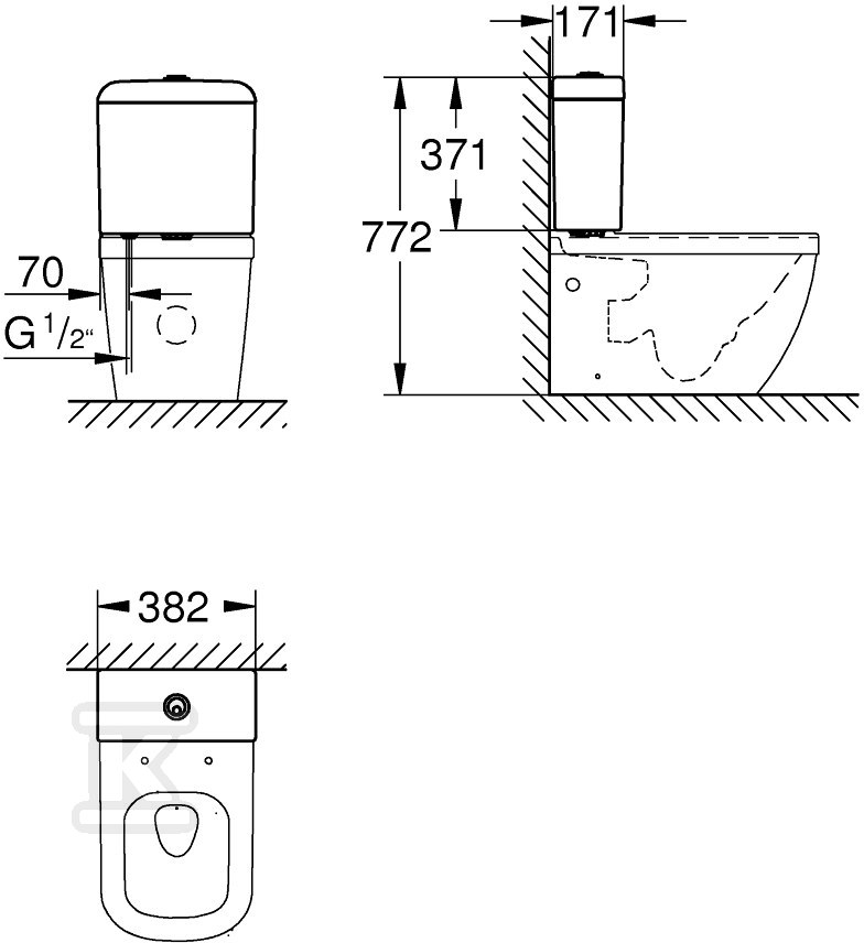 Připojení vody k nádrži WC Grohe - 39332000