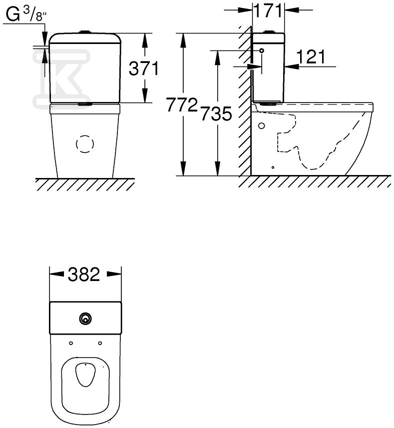 GROHE Ceramics toilet tank for water - 39333000