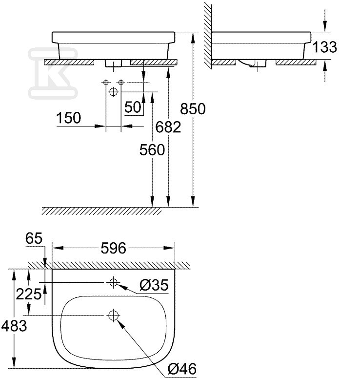 GROHE Ceramics countertop washbasin 60 - 39337000