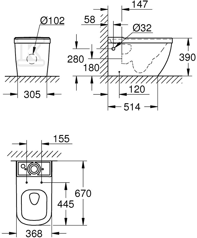 Miska stojąca WC Grohe Ceramics - 39338000