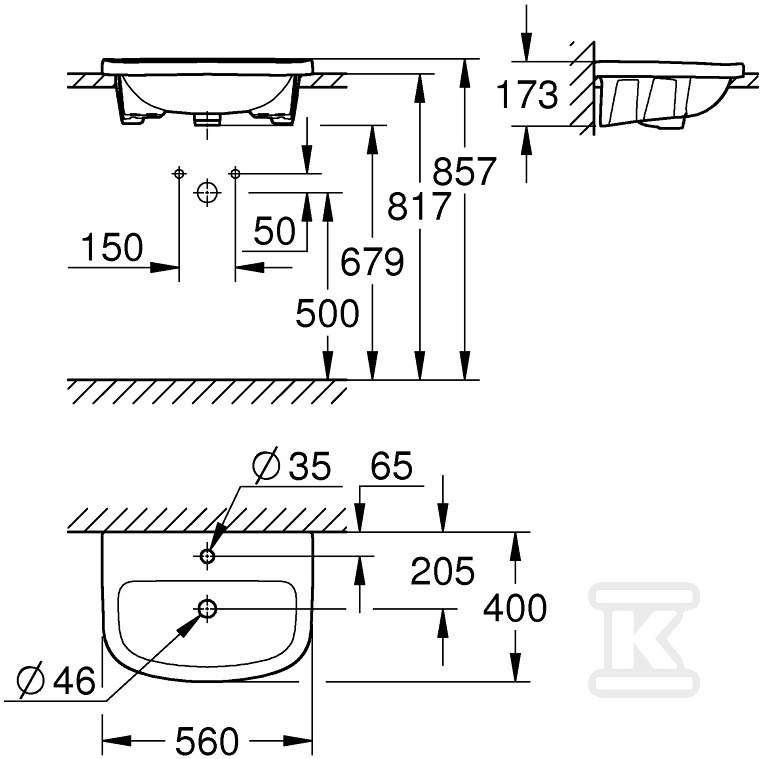 Umywalka Bau Ceramic wpuszczana w blat - 39422000