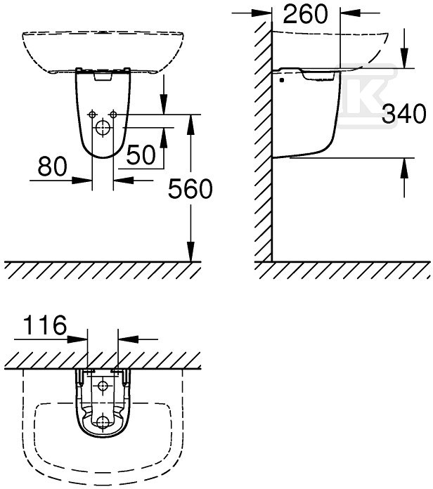 Półpostument do umywalki Bau - 39426000