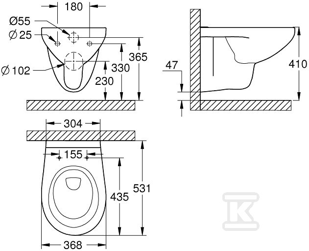 BAU Wall hung toilet - 39427000