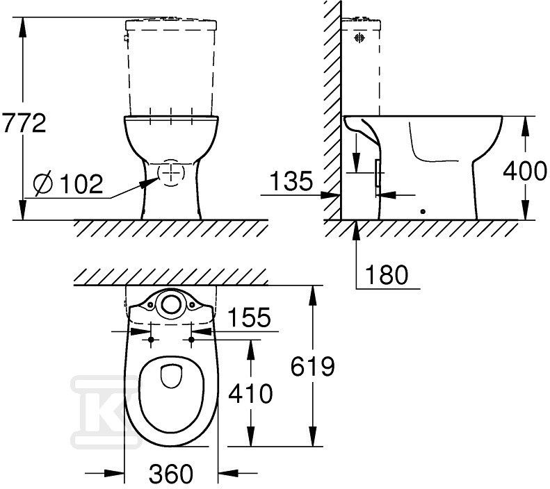 Miska WC stojąca kompaktowa Bau - 39428000