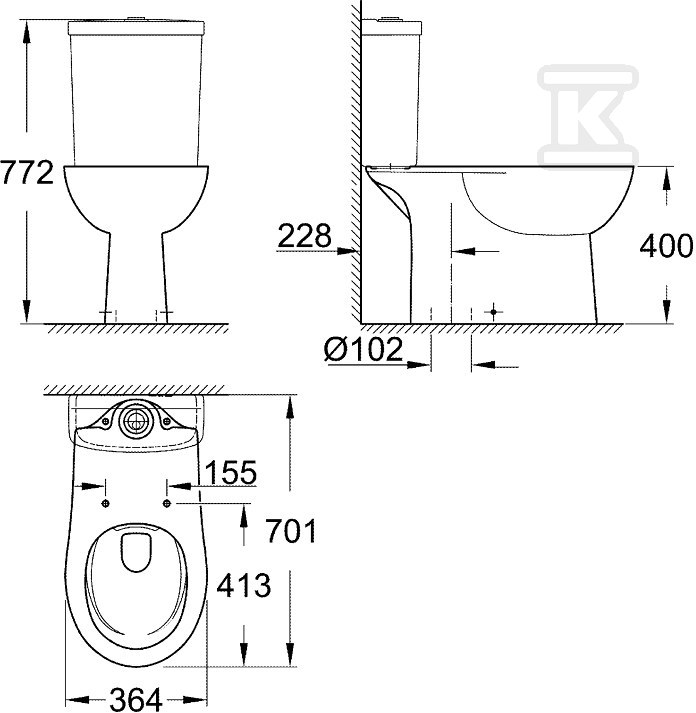 Miska WC stojąca kompaktowa Bau - 39429000