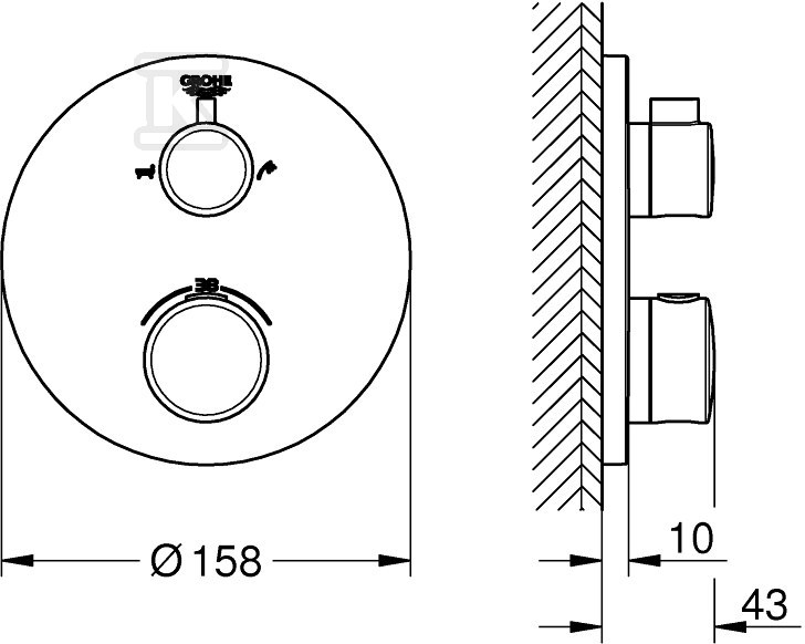 Grohtherm Thermostatic bath mixer for - 24077000