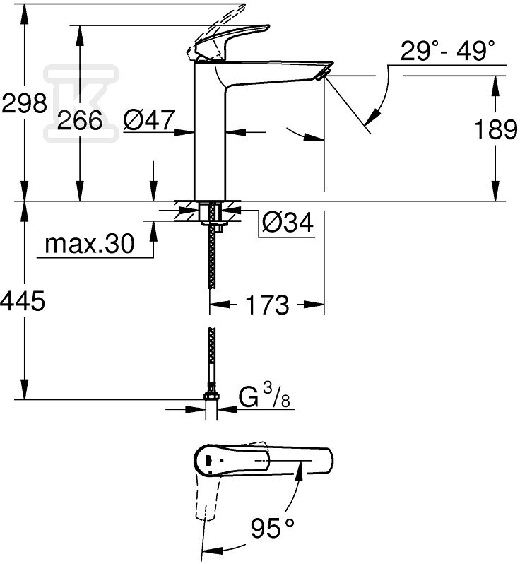 Bateria umywalkowa Grohe Eurosmart - 24164003