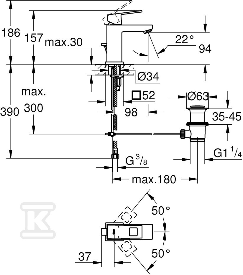 Bateria umywalkowa Grohe EuroCube - 23127AL0